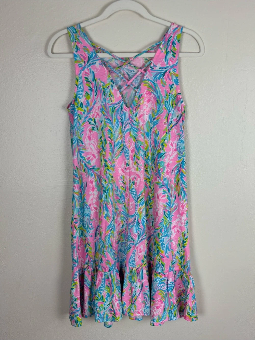Lilly Pulitzer Kristen Flounce Dress Size XS Sleeveless Unicorn Of The Sea Pink - Picture 8 of 10